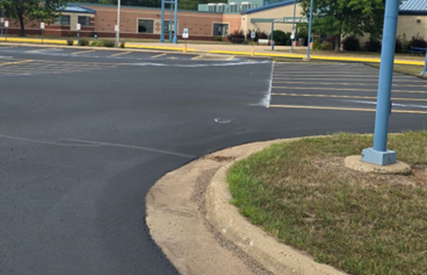 Sealed and striped school parking lot